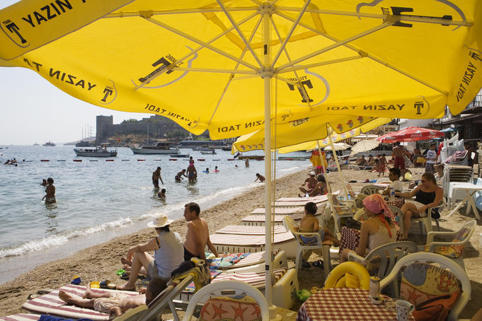 Chilling out on the beach.