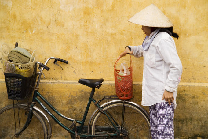 Local woman at morning fish market.