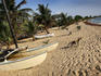 Catamaran on beach.