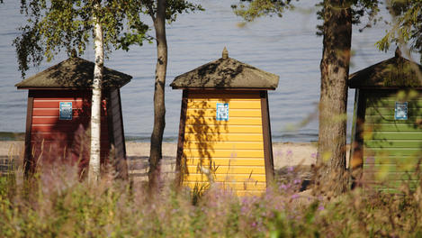 Traditional beach huts, Pihlajasaari island.