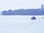 Boat sailing towards Suomenlinna, Sveaborg island in early morning.