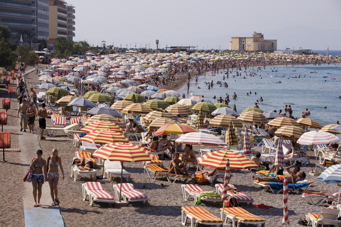 Overhead of Rhodes Main Beach.