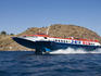 Hydrofoil approaching Skala Port, Patmos, Dodecanese Islands.