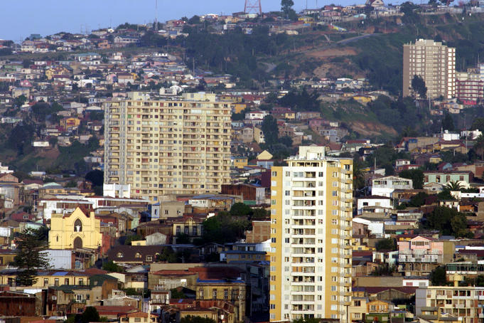 Cityscape of the harbour hills near Bella Vista, Valparaiso