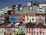 Colourful tiered houses on the city's steep hills near Bella Vista, Valparaiso