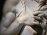 Detail of Michelangelo's <em>Moses receiving the Tablets of Stone</em> in San Pietro in Vincoli.