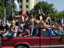People celebrating death of Pinochet, Plaza Italia.