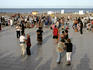 Overhead of crowd dancing at Playa Popular, afternoon.