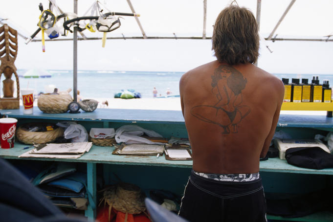 Man looking out towards the sea.