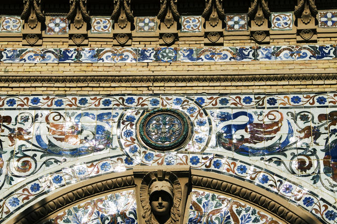 Facade detail of Palacio de Velazquez in Parque del Buen Retiro.