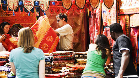 Stall at El Rastro Sunday flea market.