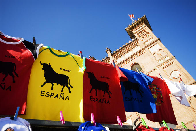 Stall in front of Plaza de Toros Monumental de las Ventas (bullring).
