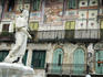 Statue of Madonna of Verona and facade of Casa Mazzanti.
