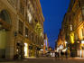 Streetscape at night.
