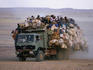 Transport truck near Agadez in Tenere desert, Sahel region.
