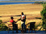 Waiter serves a drink at Katete Safari Lodge, near Kariba.