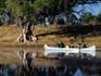 Kayaking down Zambezi river near Victoria falls.