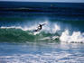 Surfer riding wave.