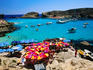 Overhead of Blue Lagoon with tourist boats.