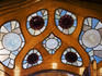 Stained glass windows in Casa Batllo, designed by Antoni Gaudi.