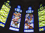 Stained glass windows in church of the Hospital de la Santa Creu i de Sant Pau.