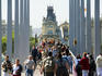 Rambla del Mar, wave-shaped footbridge, the gateway to Port Vell (Barcelona)