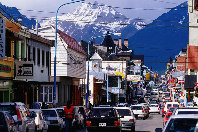 View along St Martin, Ushuaia's main street.
