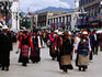Pilgrims walking the Barkhor Kora Pilgrimage Circuit, Tibetan old quarter.
