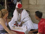 Fortune teller and clients in Plaza de la Catedral.
