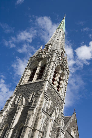 Cathedral spire in Cathedral Square.