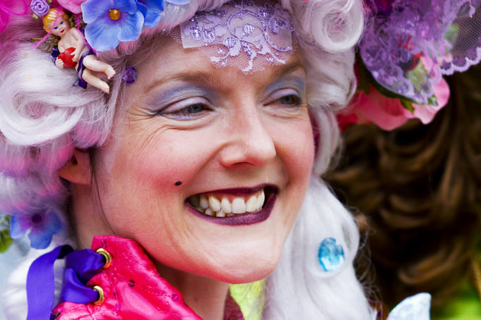 Woman in costume, New Orleans Mardi Gras.
