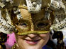 Lady in Venetian mask, New Orleans Mardi Gras.