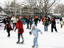People ice-skating on Beaver Lake (Lac aux Castors), Parc du Mont Royal.