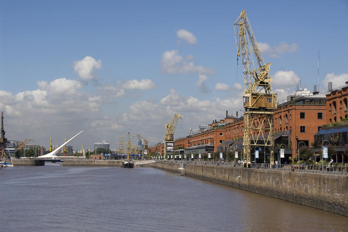 Rio de la Plata River with Puerto Madero (town) running along side it.