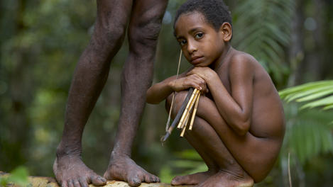 Korowai Batu father and son.