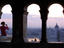 Woman looking at Pest from Buda castle.