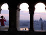 Woman looking at Pest from Buda castle.