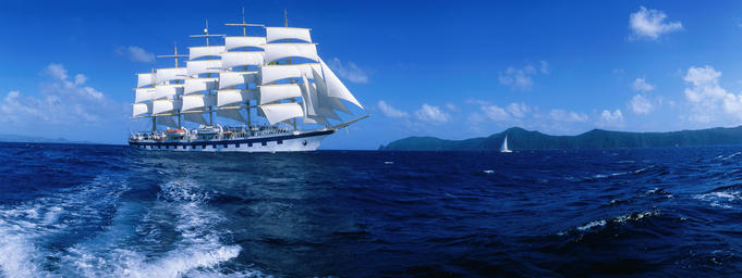 Royal Clipper under sail in the Caribbean.