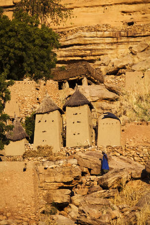 The village of Ireli was built just below the massive cliffs of the Bandiagara Escarpement.