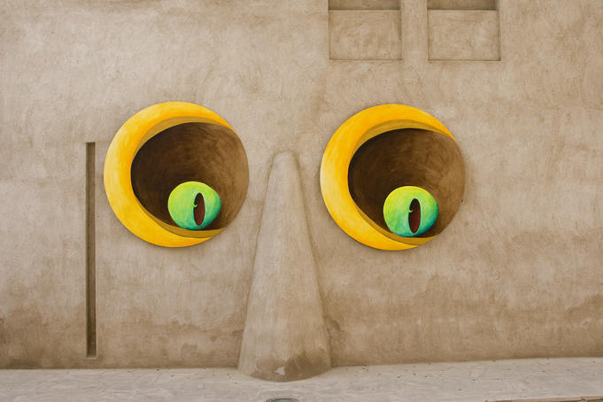 Face created on wall in Old Bastakia Quarter in Bur Dubai.