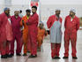 Workers at fresh fish market.