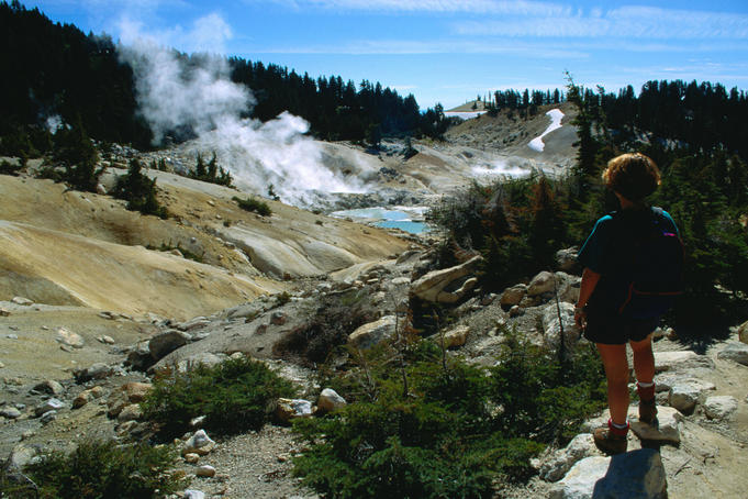 Steam rising in Bumpass Hell - Lassen Volcanic National Park, California