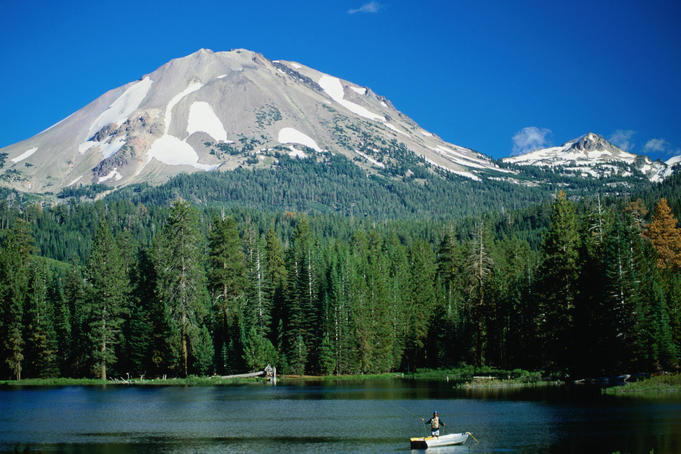 Manzanita Lake with Mt Lassen in the background - Lassen Volcanic National Park, California