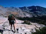 Backpacker in the high country in Vogelsang Pass - Yosemite National Park, California