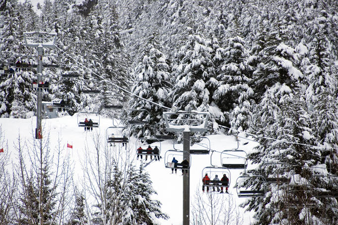 Chairlift in the snow, Alyeska Ski Resort.