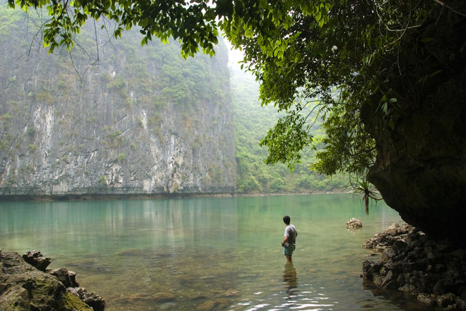 Lagoon amongst limestone karst towers.
