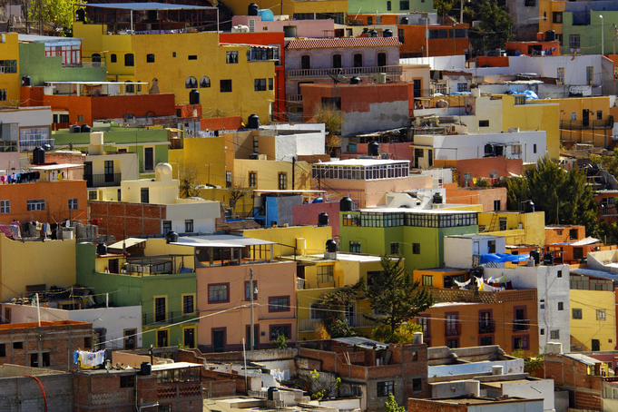Colourful house facades, Zacatecas