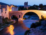 Medieval village of Lagrasse at dusk.