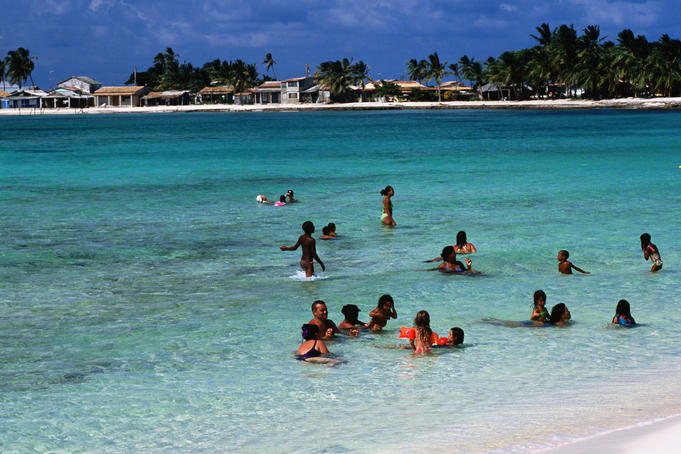 Local people swimming, Playa los Cocos.