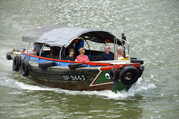 Tourist boat on Singapore River.